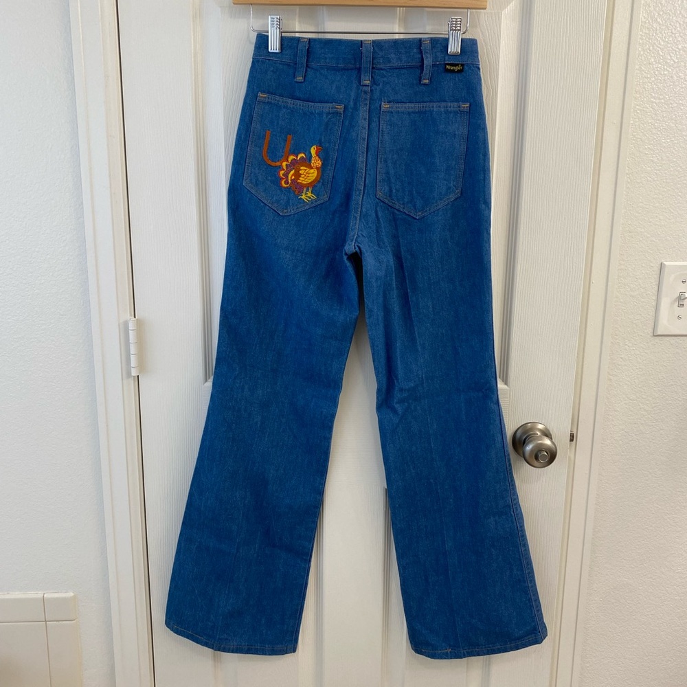 Wrangler Blue Jeans with Embroidered Turkey Design